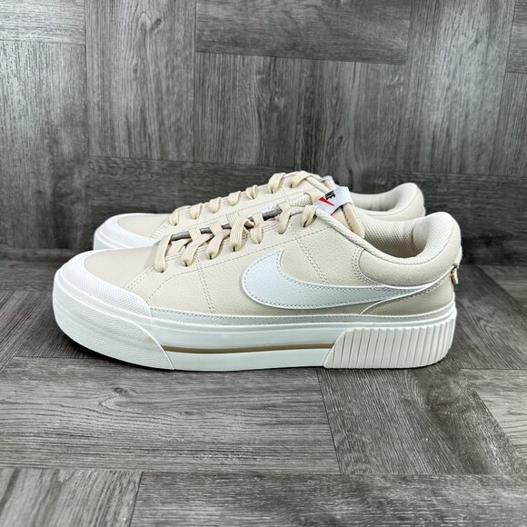 Nike Court Legacy Lift Women 9.5 Beige DM7590-200 Leather Lifestyle Shoes - Picture 2 of 8